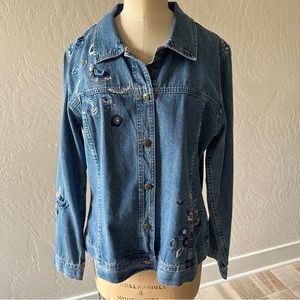 CHRISTOPHER + BANKS | Y2k Embroidered Denim Jean Jacket, XL